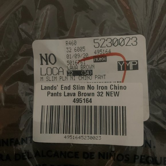 NWT LANDS' END SLIM NO IRON CHINO PANTS COLOR LAVA BROWN 32X34 - Picture 5 of 6